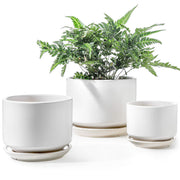 LE TAUCI front view of three white ceramic pots showing clean modern styling and balance