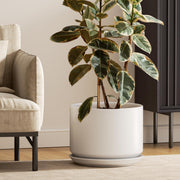 LE TAUCI front view white 12 inch pot showing clean design and stability