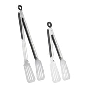 Lebabo front view of black tongs set showing compact storage benefit