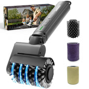 Leebein electric grill brush front view showing controls and ergonomic grip benefit fast handling