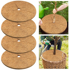 Legigo front view of four-pack mulch rings showing eco packaging and neat garden benefit