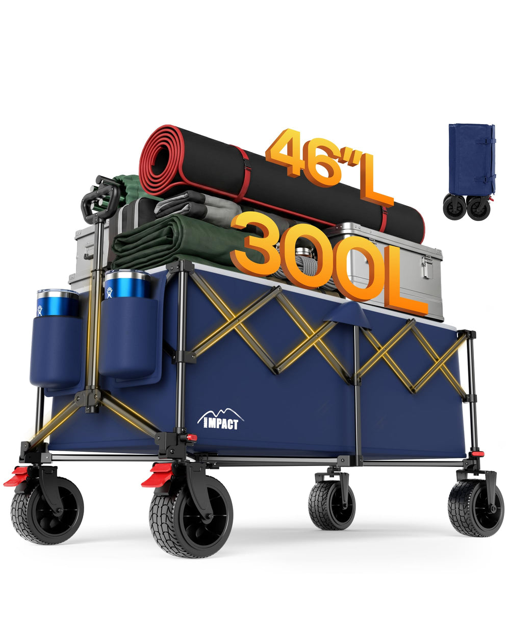 LEISURE IMPACT wagon front view showing long cargo bed and sturdy frame benefit hauling
