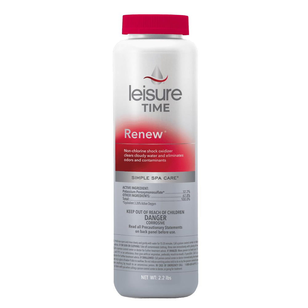 Leisure Time RENU2 front packaging showing product for clear spa water
