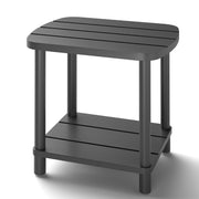 LEJANEOYE front view of two-tier bamboo side table showing sturdy design