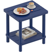LEJANEOYE front view of bamboo side table showing stable two-tier design and compact footprint