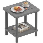LEJANEOYE front view of bamboo side table showing sturdy two-tier design and durability