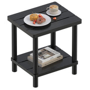 LEJANEOYE front view of two-tier bamboo table showing stable design and style
