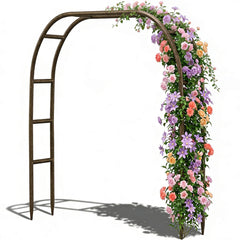 LeJoy Garden arch front view showing elegant bronze finish and benefit of focal entrance