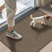 LEKEEPGO front view of brown entry mat showing neat edged finish and welcome look