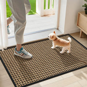 LEKEEPGO front view of black 17x29 doormat showing clean entrance benefit