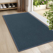 LEKEEPGO front view cyan blue door mat adds color and protects floors