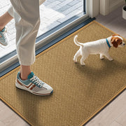 LEKEEPGO front view light brown mat showing neutral decor fit and protection