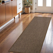 LEKEEPGO long door mat front view showing brown runner and neat edges, protects floors