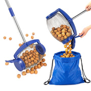 LemZodo front view of nut gatherer showing cage and wheels, faster yard cleanup