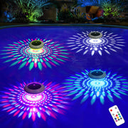 LENONE front view of floating pool light showing shape and LEDs, enhances pool atmosphere