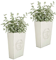 LESEN front view of two hanging metal planters showing rustic charm and pairing benefit