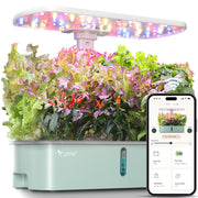 LETPOT front view showing full 10‑pod layout and neat kitchen fit for fresh herbs