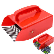 LFSEMINI front view of red berry picker shows full scoop and rim benefit