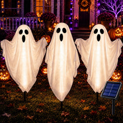 LIDODO front view of three glowing ghost lights showing full set and warm glow