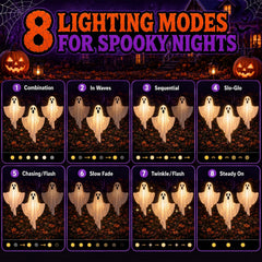LIDODO ghosts along pathway at night guiding visitors with spooky illumination
