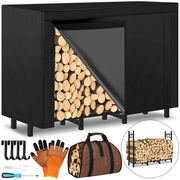 LifeisLuck front view of 4ft rack showing neat stacked logs and space savings