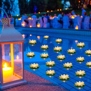 Liliful lotus front view showing white petals and LED glow for serene decor