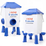 Lilyang front view of feeder and waterer showing large capacity and convenience