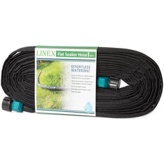 LINEX flat soaker hose front packaging showing two 50 ft pieces and product benefits