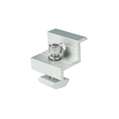 Link Solar mid and end clamps detail demonstrating sturdy stainless hardware holding panels