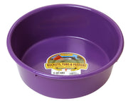 Little Giant front view of 5-quart purple feed pan showing shape and capacity