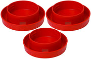 Little Giant front view of red quail waterer base showing durable design and accessibility