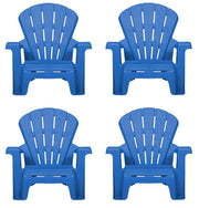 Little Tikes front view of four blue chairs showing set and appeal