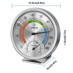 LittleGood closeup of colorful dial and needle for quick humidity checks