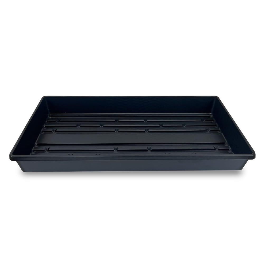 Living Whole Foods front view of five black trays showing pack and fit