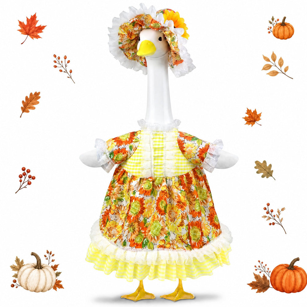 Lixintray front view of sunflower goose outfit shows cheerful porch appeal