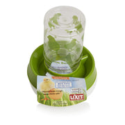 Lixit front view showing jar and shallow base, brand provides tidy feed access