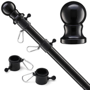 LLARGUEST black flag pole front view showing compact sturdy design
