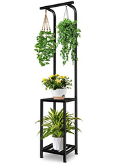 LLAXERGU front view of three-tier plant stand showing organized display