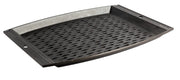 Lodge grill topper front view showing full 15x12 cooking area and edges, durable grilling benefit