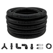 LONGRUN front view of pond tubing kit showing components and length benefit