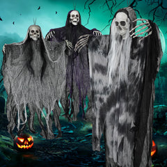 LOQOMI flying skull robe detail displaying flowing fabric for motion