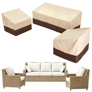 loriano front view showing full 79" sofa and two armchairs covered, protecting furniture