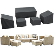 loriano front view showing full five-piece covered patio set for coordinated protection