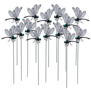 LOTADILO front view of 20 black dragonfly stakes for cohesive decor