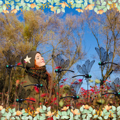LOTADILO grouped dragonflies in flower bed adding visual interest