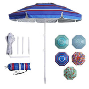 LOTTAFUN canopy front view showing blue stripes and shade coverage benefit