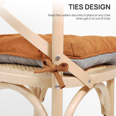 Love's cabin tie straps fastened to chair keeping cushions secure during use