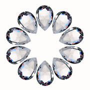 LoveUnited front view of ten teardrop prisms showing uniform clarity and sparkle