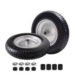 LTNICER front profile of wheelbarrow wheel showing durable rim and tire benefit: long-term stability