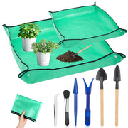 Lucomb front packaging showing mats and six mini garden tools for neat potting